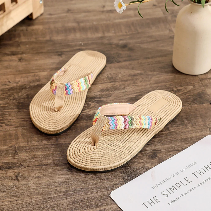 Multicolor sandals in a plain surface