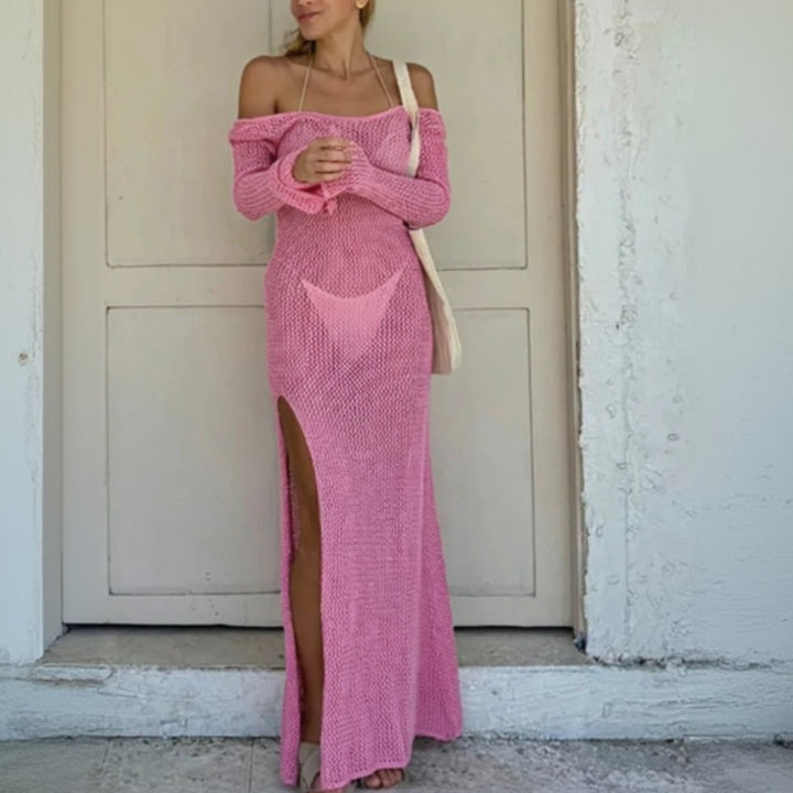 Calista hollow drift long dress for women, flowing maxi dress with cut-out details for beach and vacation styling