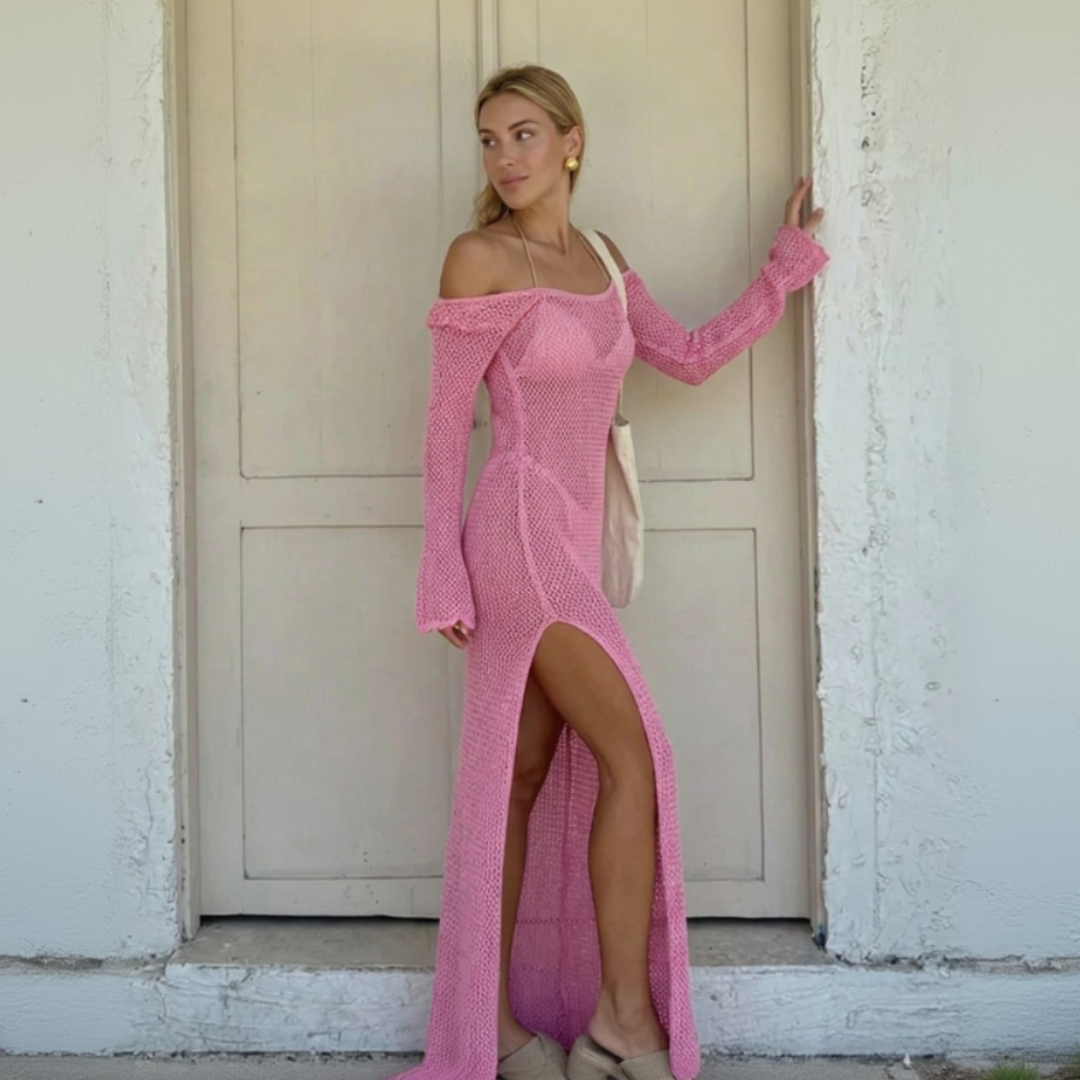 Calista hollow drift long dress for women, flowing maxi dress with cut-out details for beach and vacation styling