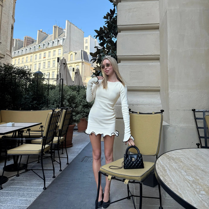 Marcelline Tiered Flare Mini Dress in White