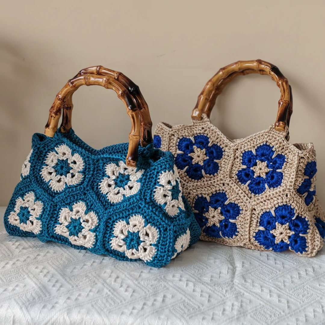 Retro Goddess Tote Bag Blue and Beige