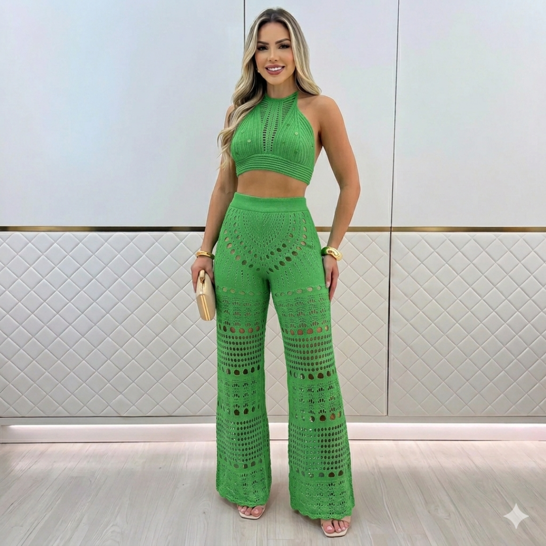 Aloura drift knit set for women, relaxed knit two-piece outfit for beach, vacation, and casual summer looks