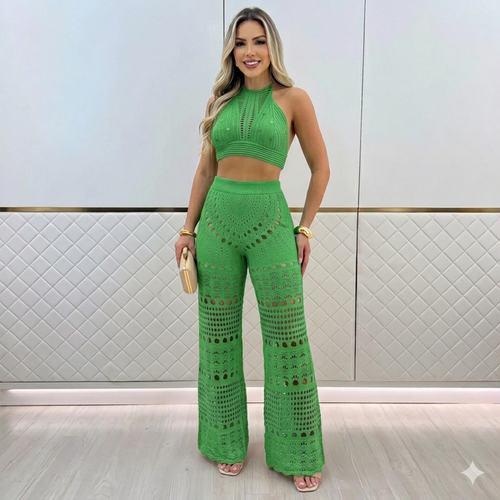 Aloura drift knit set for women, relaxed knit two-piece outfit for beach, vacation, and casual summer looks