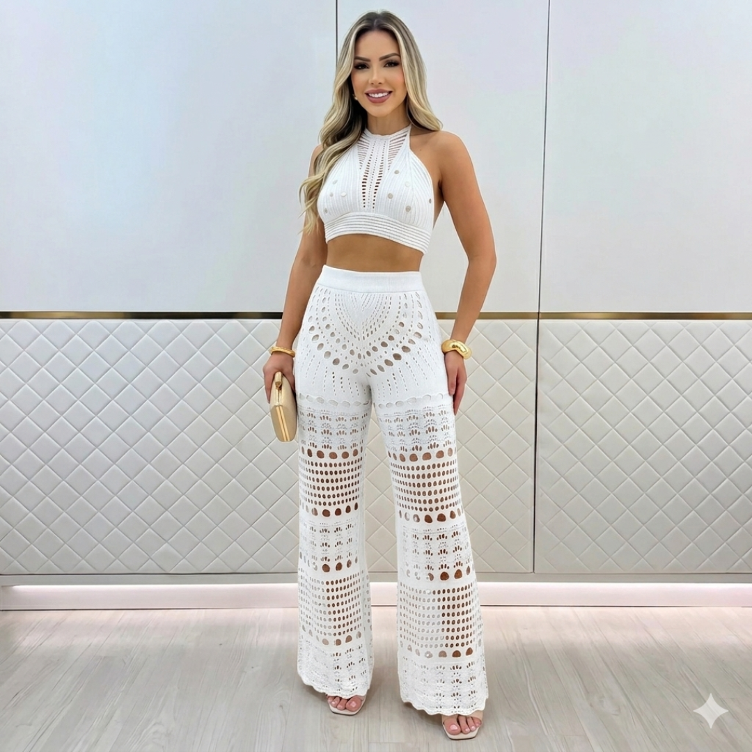 Aloura drift knit set for women, relaxed knit two-piece outfit for beach, vacation, and casual summer looks