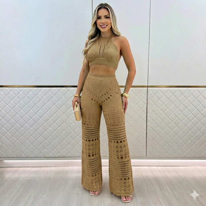 Aloura drift knit set for women, relaxed knit two-piece outfit for beach, vacation, and casual summer looks