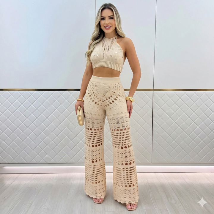 Aloura drift knit set for women, relaxed knit two-piece outfit for beach, vacation, and casual summer looks