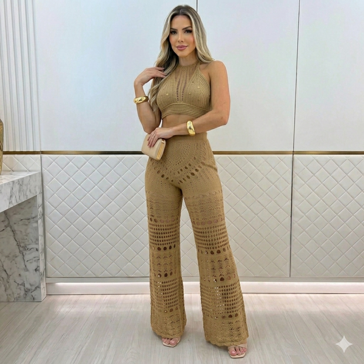 Aloura drift knit set for women, relaxed knit two-piece outfit for beach, vacation, and casual summer looks