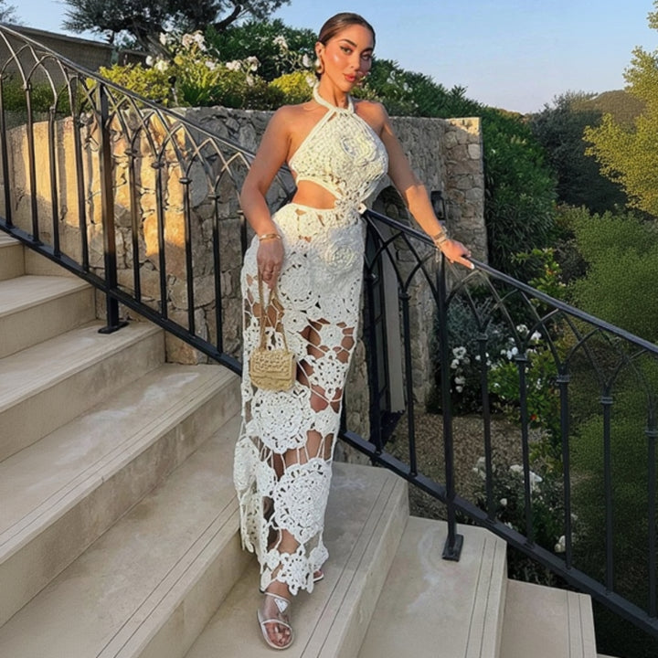 Beach Goddess Halter Maxi Dress