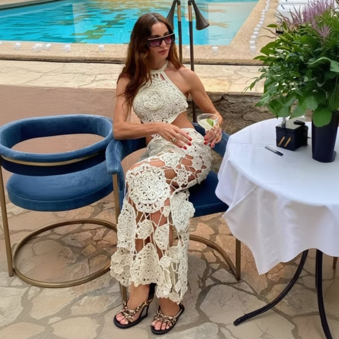 Beach Goddess Halter Maxi Dress