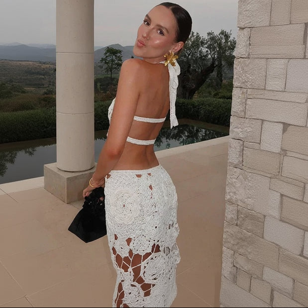 Beach Goddess Halter Maxi Dress