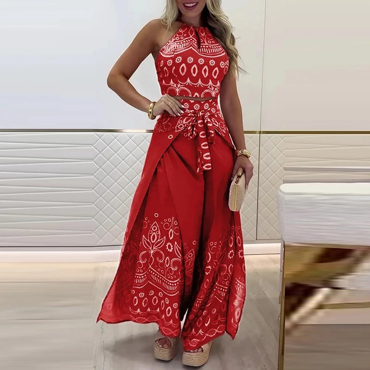 Boho Edge Sleeveless Blouse and Pant Set