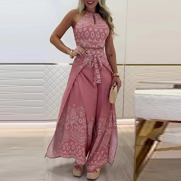 Boho Edge Sleeveless Blouse and Pant Set
