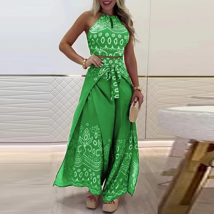 Boho Edge Sleeveless Blouse and Pant Set