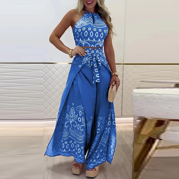 Boho Edge Sleeveless Blouse and Pant Set