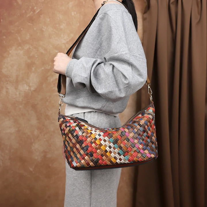 Elowen weave luxe carryall bag, large woven handbag for travel, work, and everyday essentials