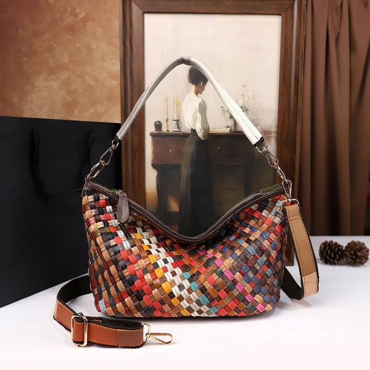 Elowen weave luxe carryall bag, large woven handbag for travel, work, and everyday essentials