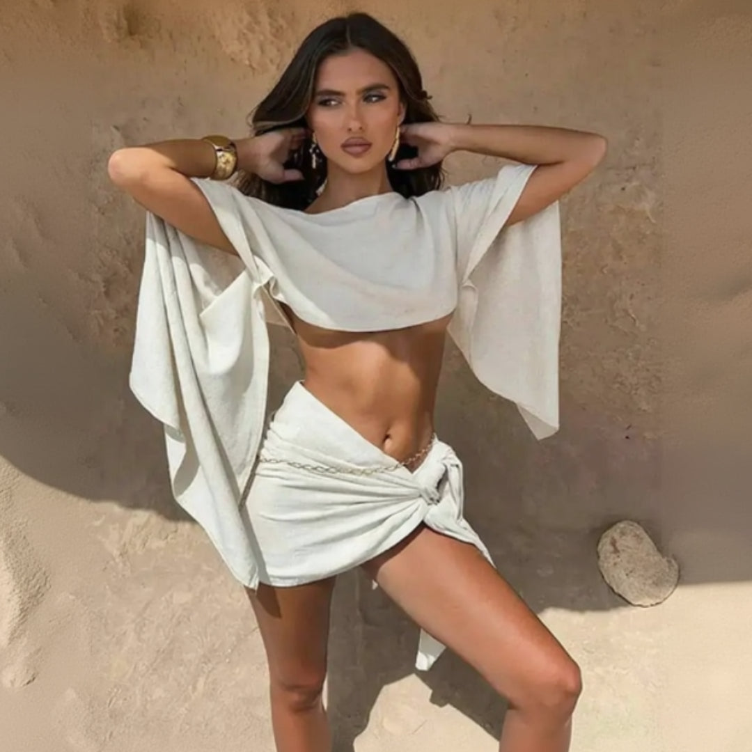 Elowyn pleated aura set for women, stylish pleated two-piece outfit for elegant day-to-night looks