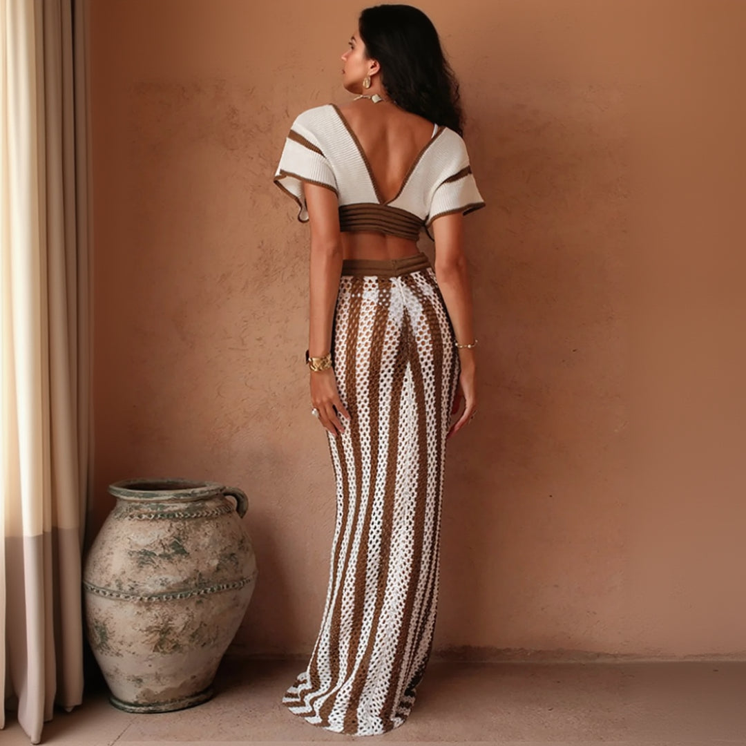 Island Royale Striped Crochet Two-Piece