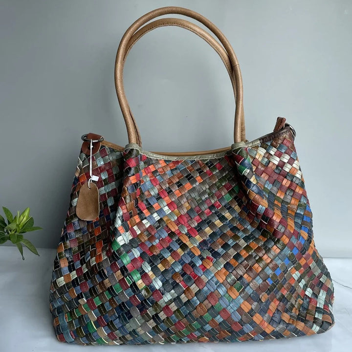 Lara nomad woven tote bag, boho woven handbag for beach, vacation, and everyday carry