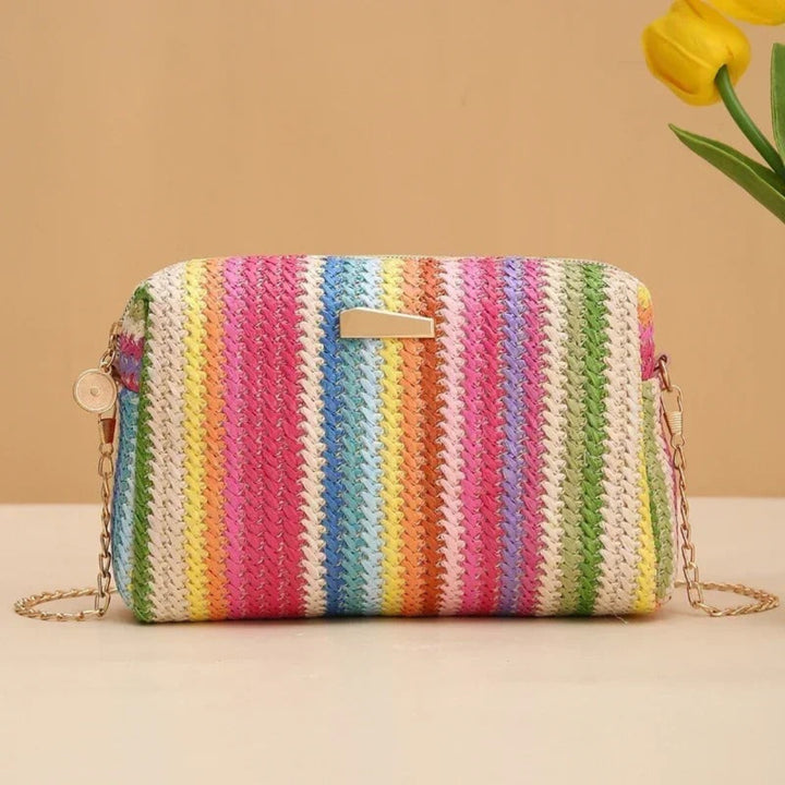 Liora chain woven mini bag, small woven handbag with chain strap for stylish everyday use