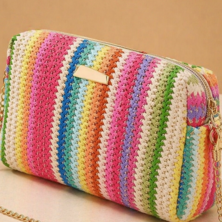 Liora chain woven mini bag, small woven handbag with chain strap for stylish everyday use