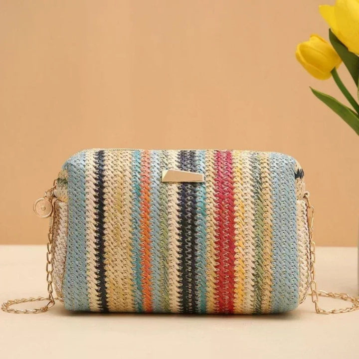Liora chain woven mini bag, small woven handbag with chain strap for stylish everyday use