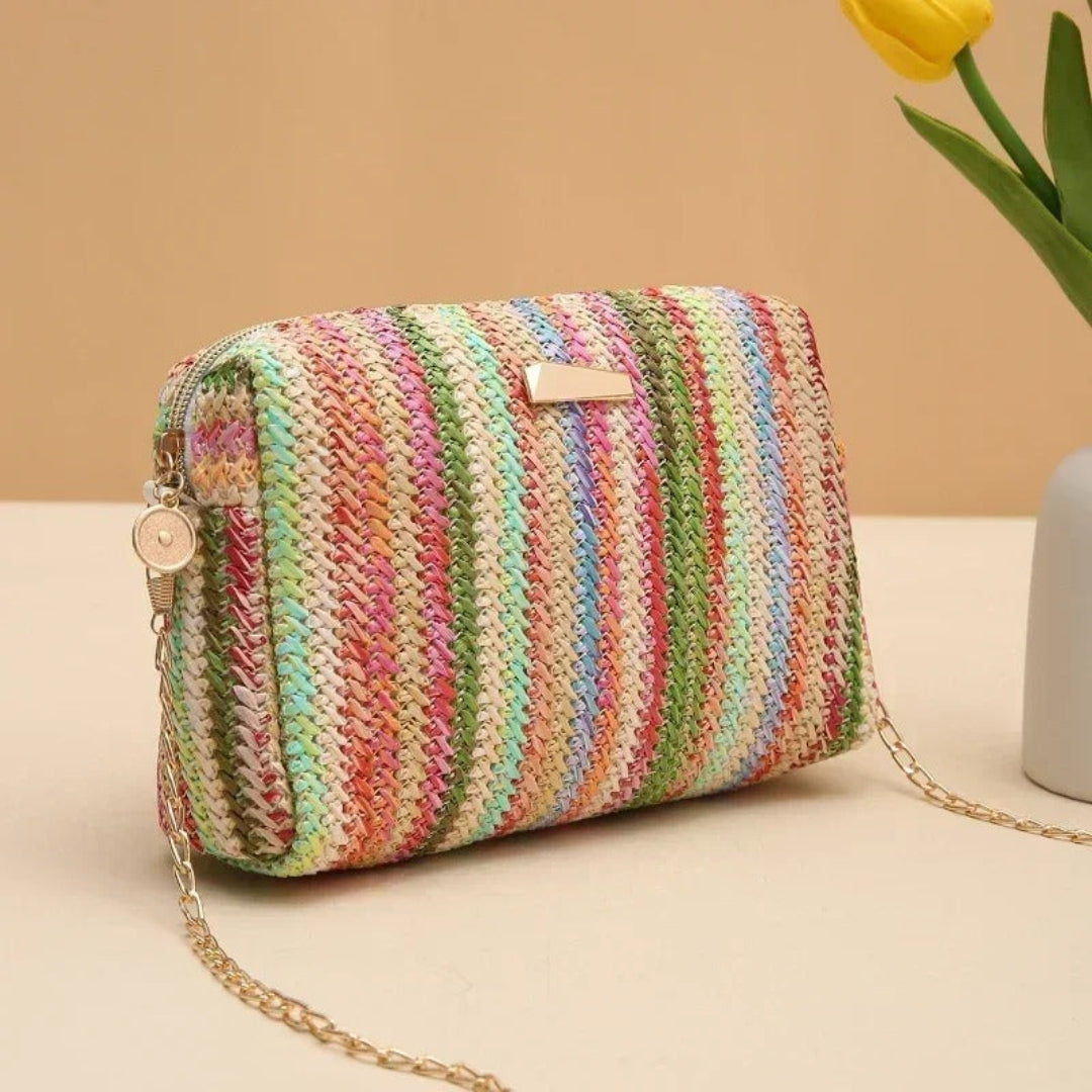 Liora chain woven mini bag, small woven handbag with chain strap for stylish everyday use