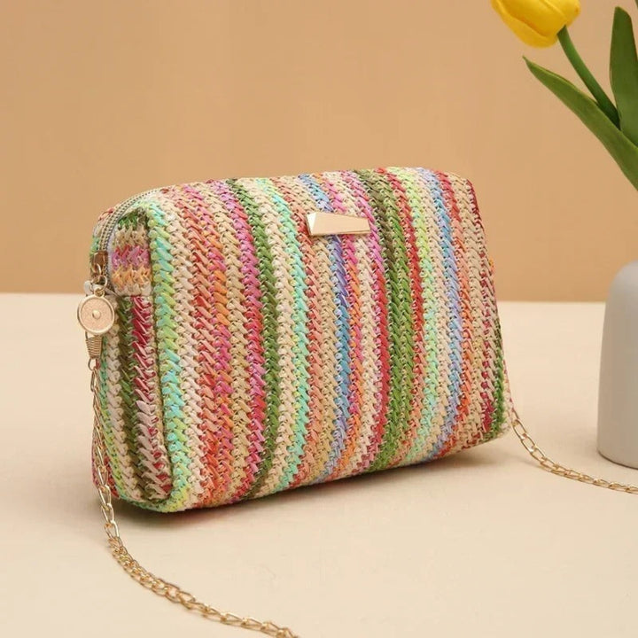 Liora chain woven mini bag, small woven handbag with chain strap for stylish everyday use
