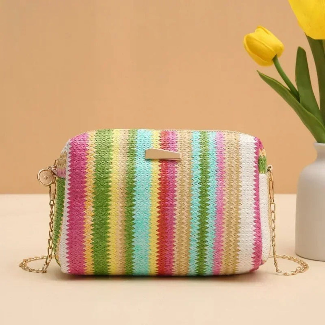 Liora chain woven mini bag, small woven handbag with chain strap for stylish everyday use