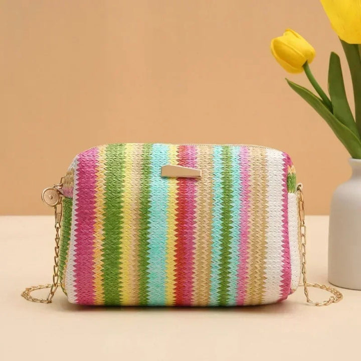Liora chain woven mini bag, small woven handbag with chain strap for stylish everyday use