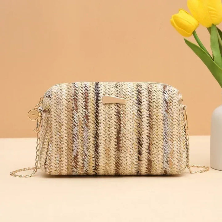 Liora chain woven mini bag, small woven handbag with chain strap for stylish everyday use