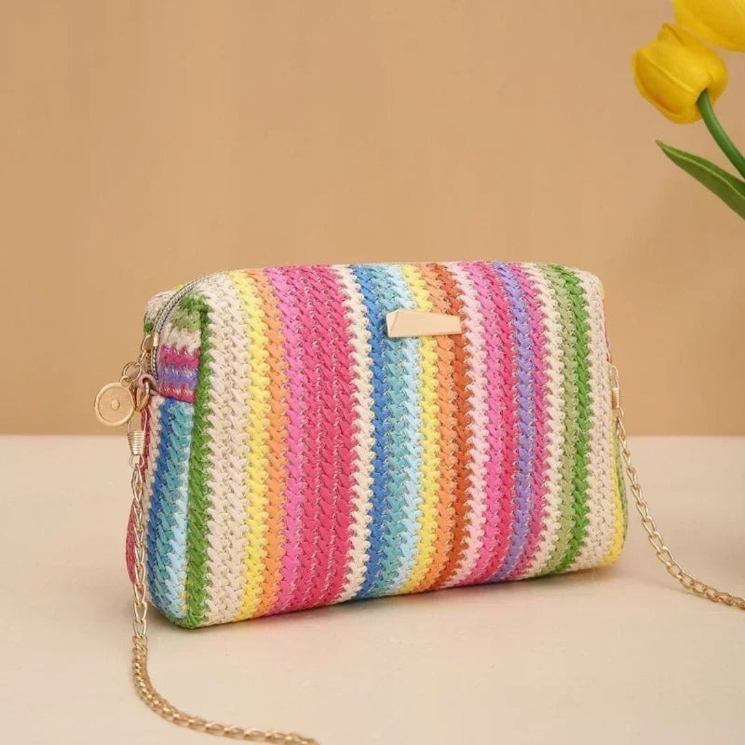 Liora chain woven mini bag, small woven handbag with chain strap for stylish everyday use