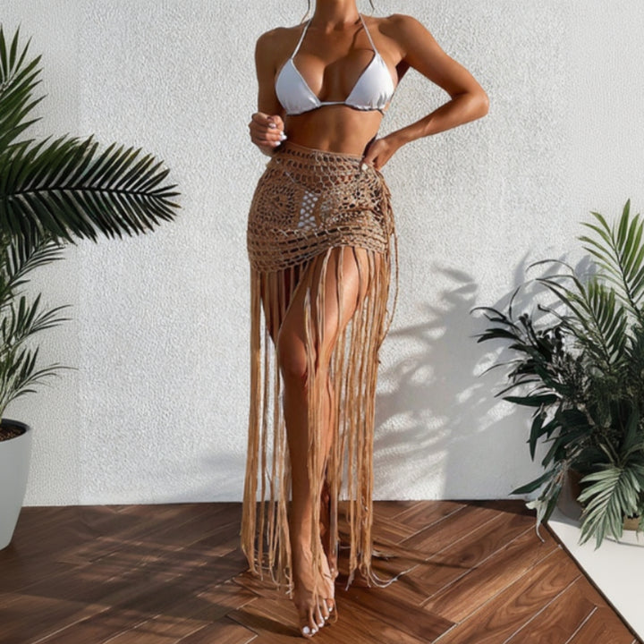 Marina fringe drift cover dress for women, boho fringe beach cover-up dress for bikini and resort styling