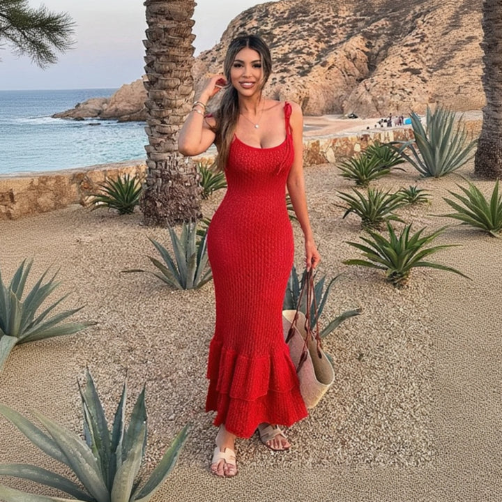 Midday Ruffled Knit Wrap Dress