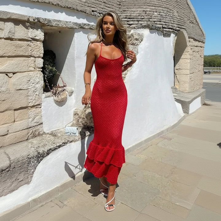 Midday Ruffled Knit Wrap Dress