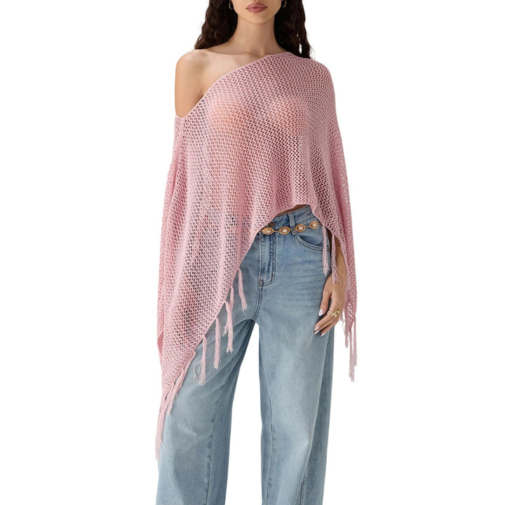 Nova Drift Off-Shoulder Tassel Knit Top