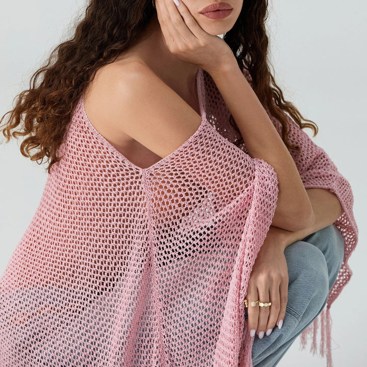 Nova Drift Off-Shoulder Tassel Knit Top