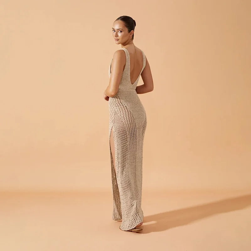 Ocean Tempt Hollow-out Maxi Dress