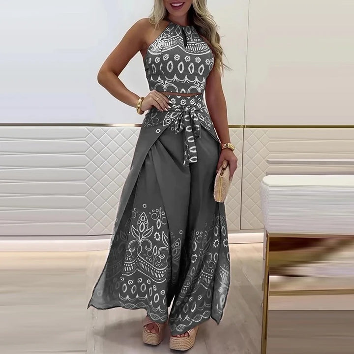 Boho Edge Sleeveless Blouse and Pant Set
