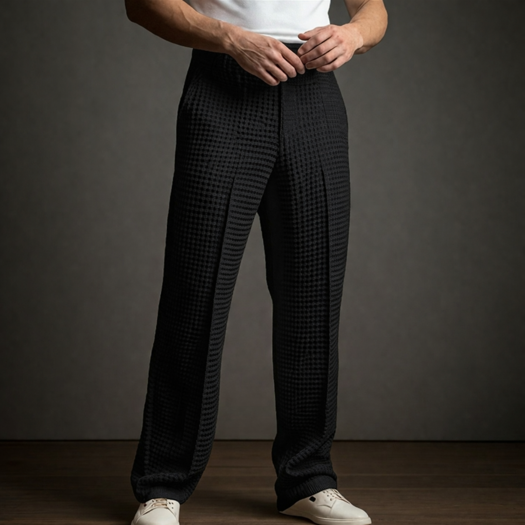 Valen textured straight trousers for men, tailored straight-leg pants for smart casual and modern styling