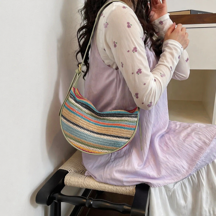 Zarelle stripe nomad hobo bag, striped shoulder bag for casual, travel, and everyday styling