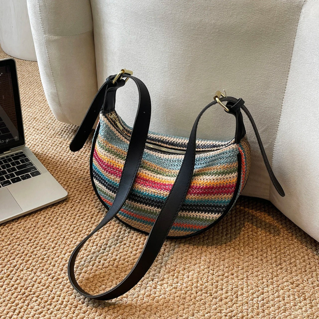 Zarelle stripe nomad hobo bag, striped shoulder bag for casual, travel, and everyday styling